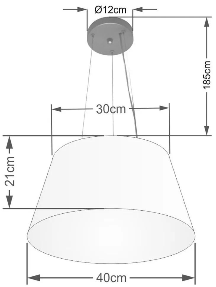 Lustre Pendente Cone Md-4001 Cúpula em Tecido 21/40x30cm Rustico Cinza - Bivolt