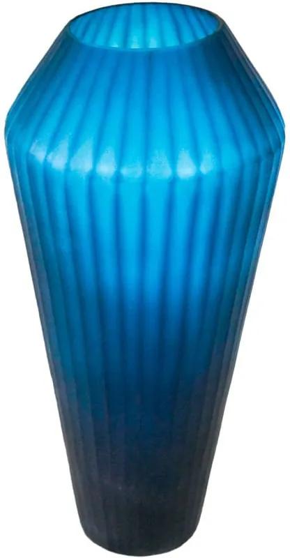 Vaso Decorativo em Vidro na Cor Azul Escuro - 44x19cm