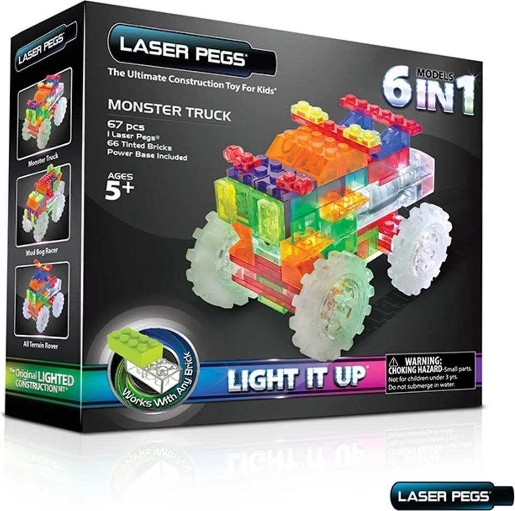 Blocos de Montar Laser Pegs Monster Truck 6 em 1 ZippyDo Branco