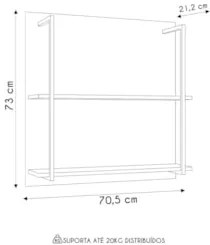 Prateleira Industrial Cozinha Dupla com Painel Flora M24 Freijó/Preto