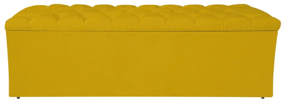 Calçadeira Estofada Liverpool 140 cm Casal Corano Amarelo - ADJ Decor