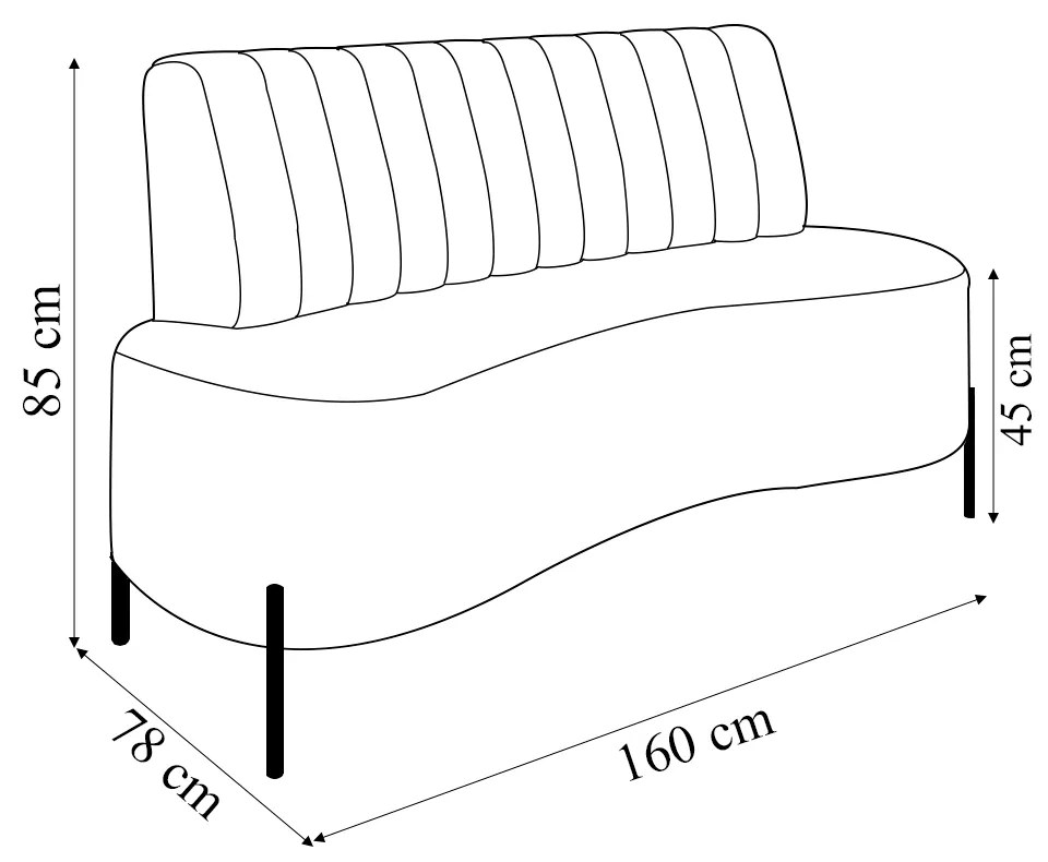 Sofá Living Decorativo 2 Lugares 1,60M Katara Pés de Ferro Bouclê Off White G33 - Gran Belo