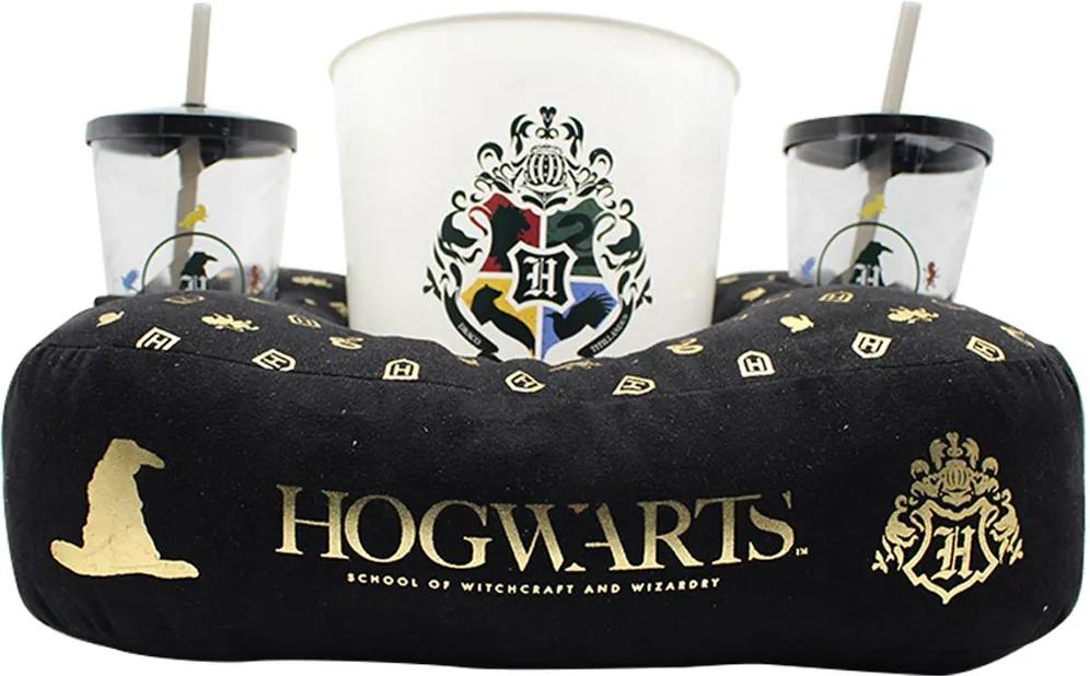 Kit Almofada Porta Pipoca Harry Potter Hogwarts FBA