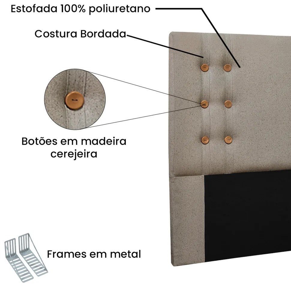 Cabeceira Cama Box Casal 140 cm Genova Linho Areia S04 - D'Rossi