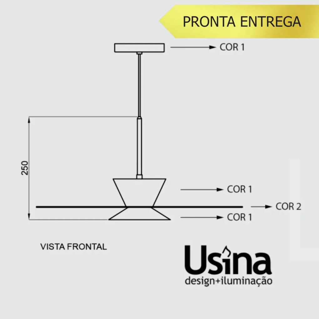 Pendente Tule Ø50X25Cm 1Xmr16 - Usina 25120/50 (BT - Branco Texturizado, Igual a Cor 1)