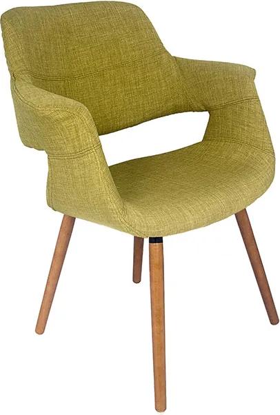 Cadeira com Braços e Encosto e Acento de Tecido Verde