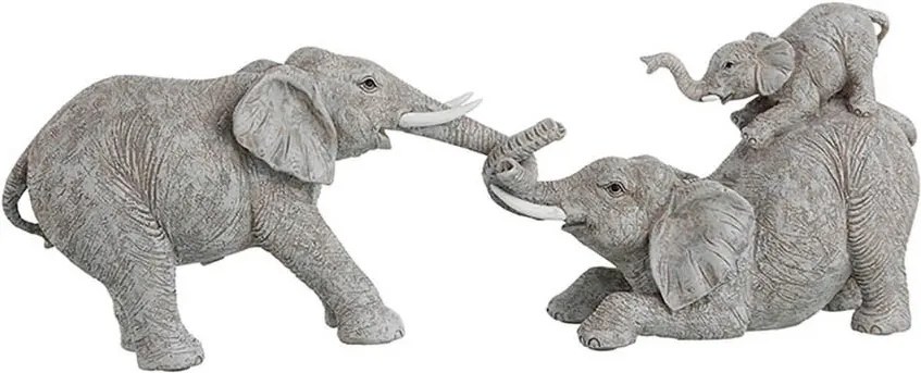 Escultura Elefantes Brincando 49x10x18cm