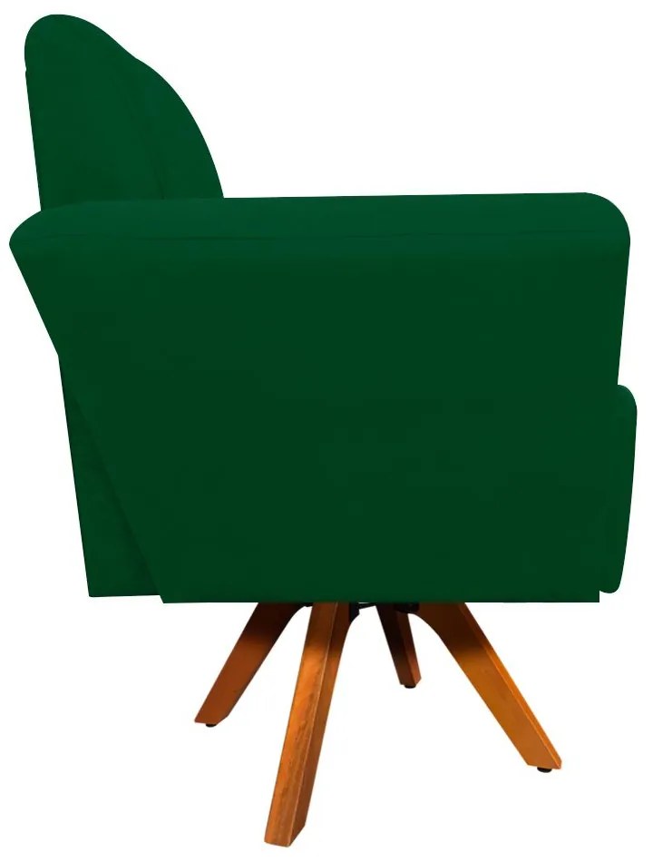 Kit 02 Poltronas Giratória Dora Suede Base Madeira MM30 D'Rossi - Verde