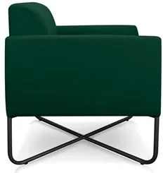 Poltrona Decorativa Base Industrial X Preta Maressa S23 Suede Verde -