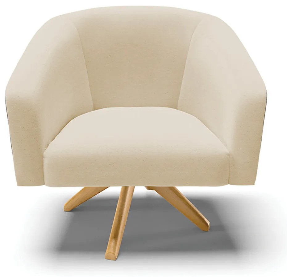 Poltrona Decorativa Giratória MA30 Stella Preto/Linho Areia D03 - D'Rossi