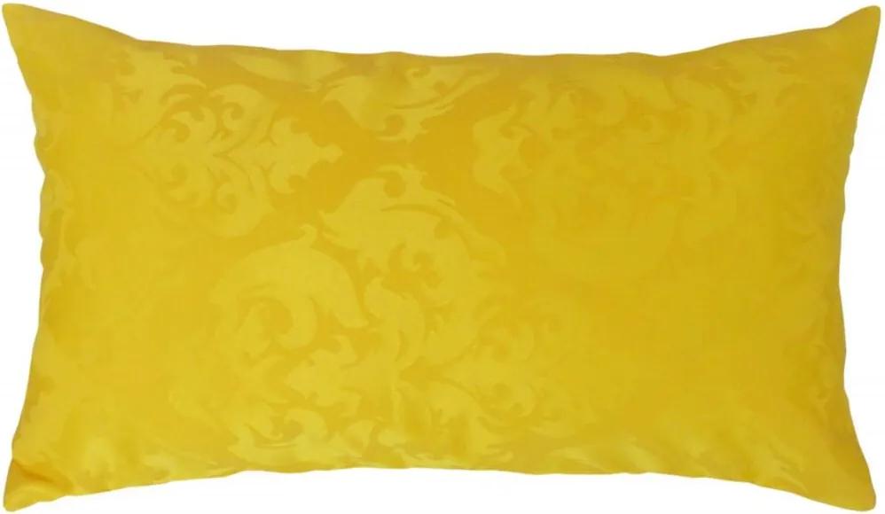 Capa de Almofada Retangular Avila em Jacquard com Arabescos Amarelo 60x30cm