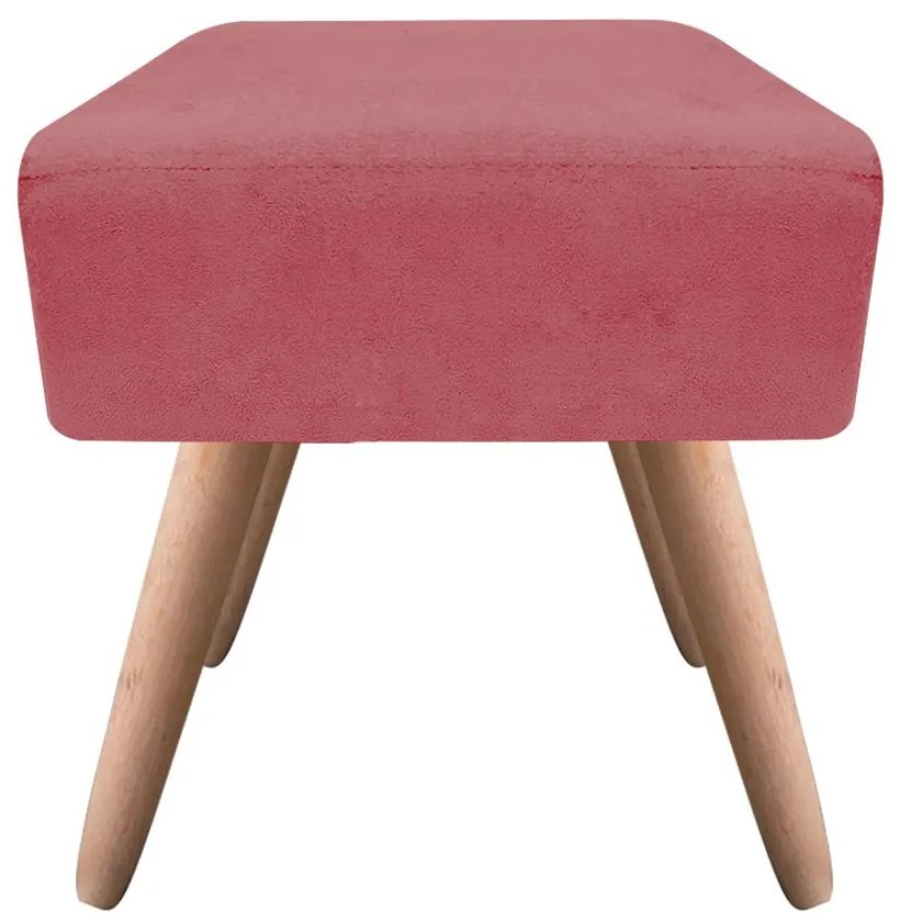 Puff Banqueta Decorativo Pé Palito Natural Ibiza Suede Rosê D03 - D'Rossi