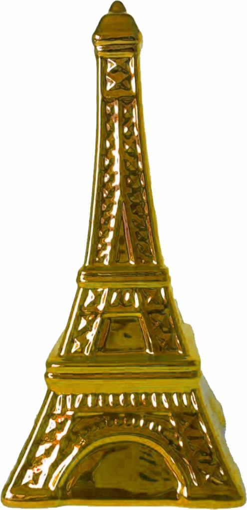 Cofre cerÂmica metalizado - torre eiffel dourado