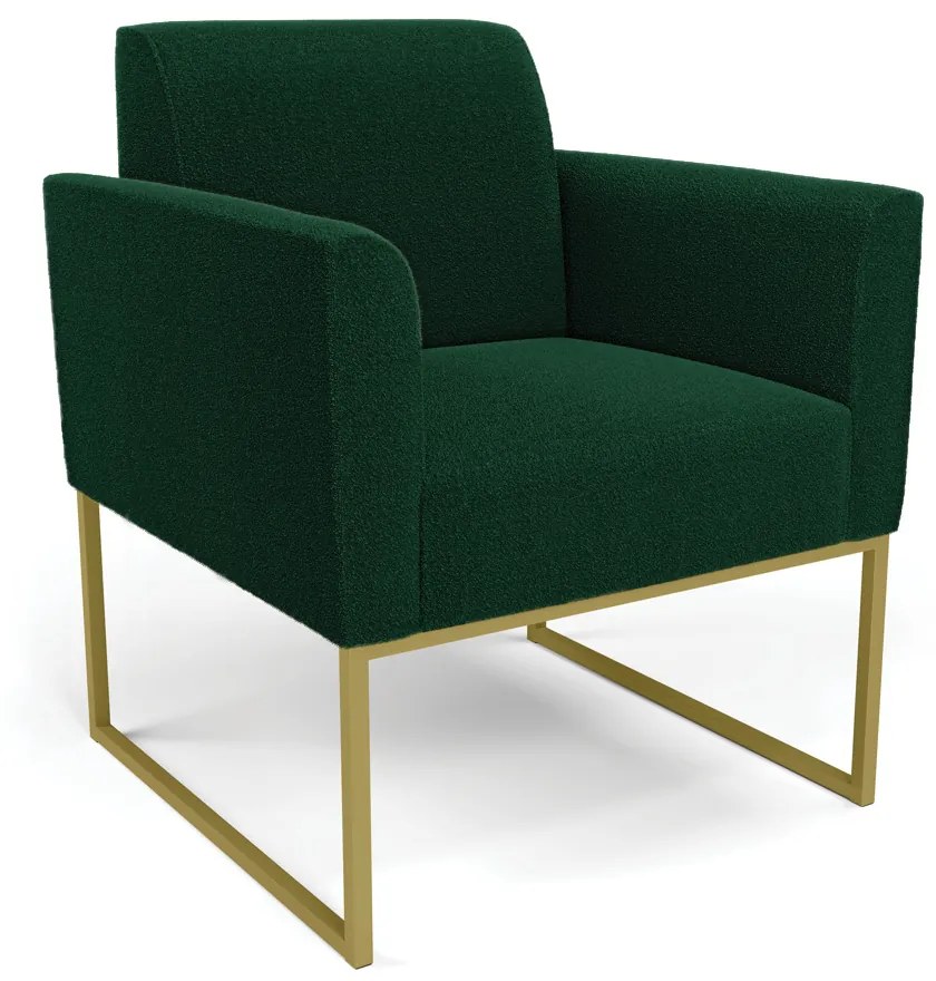 Poltrona Sala de Estar Industrial Dourado Marisa Bouclê Verde D03 - D'Rossi