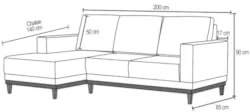 Sofá 3 Lugares 200cm Living Com Chaise Esquerdo Sala de Estar Kayrós D