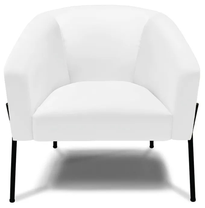 Poltrona Decorativa Pé de Ferro Preto Kit 2 Stella Sintético Branco D03 - D'Rossi
