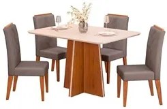 Mesa de Jantar Vanda 120cm Com 4 Cadeiras Yasmin D04 Freijó/Veludo Lun