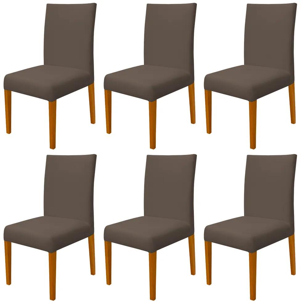 Kit 6 Cadeiras de Jantar Milan Veludo Marrom