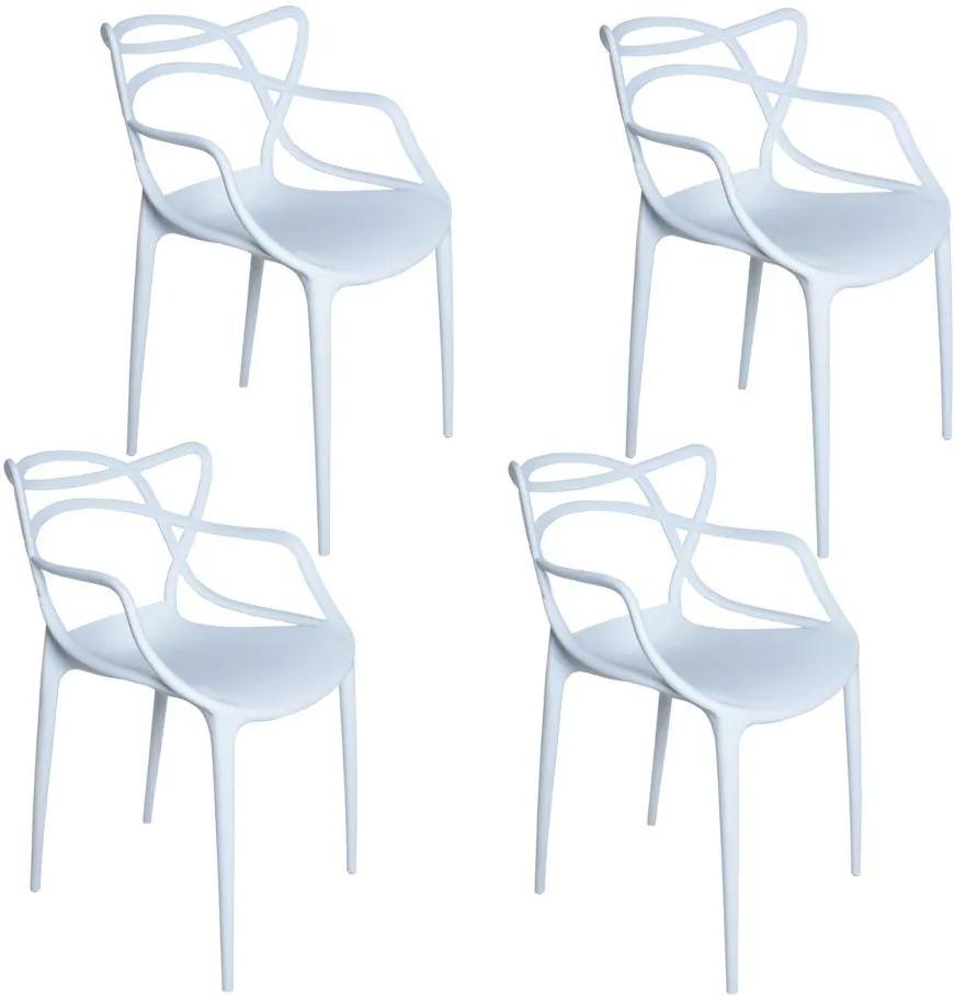 Kit 04 Cadeiras Decorativa Amsterdam Branco - Facthus