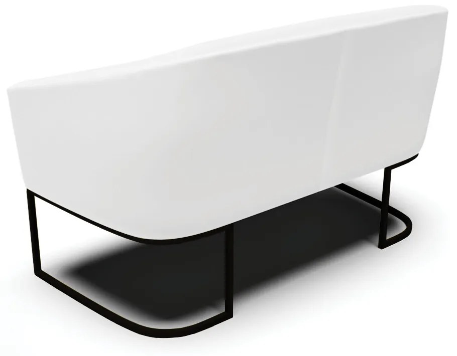 Sofá 2 Lugares Namoradeira Industrial Preto Stella Sintético D03 - D'Rossi - Branco