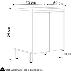 Balcão de Cozinha 70cm Sem Tampo Da Vinci L06 Nature/Off White - Mpoze