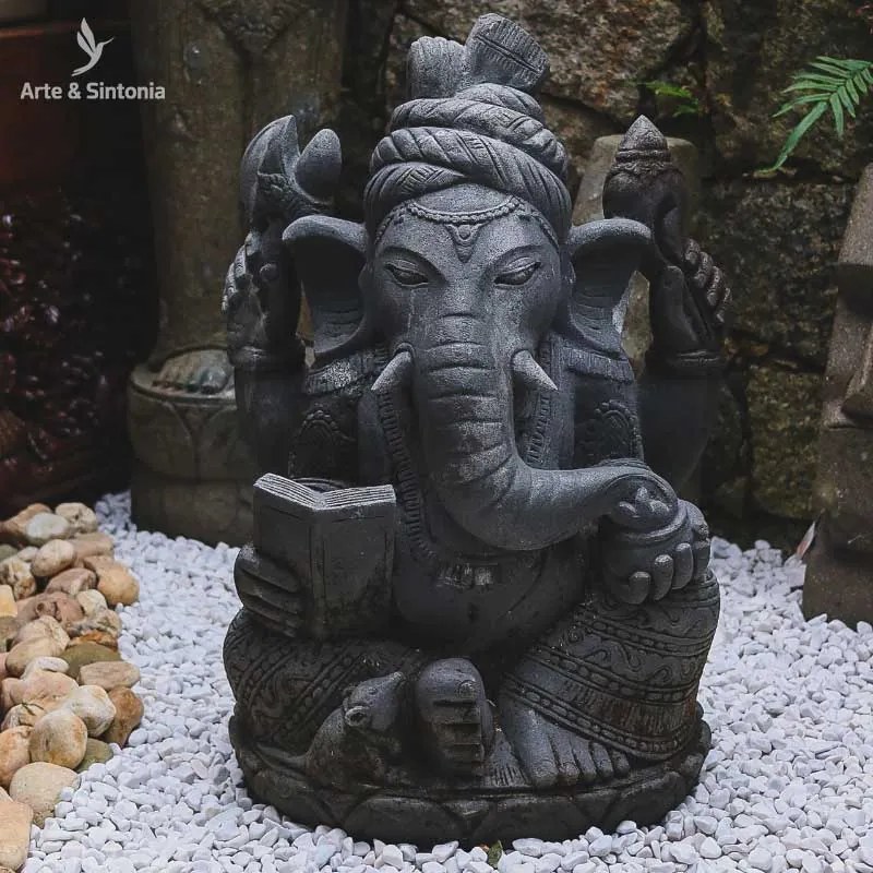 Escultura Ganesh em River Stone