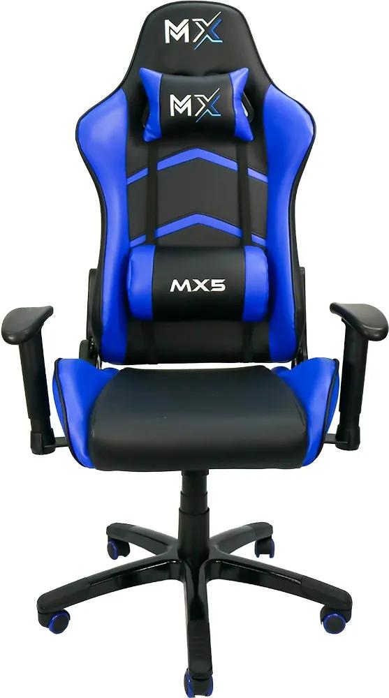 Cadeira Gamer MX5 Giratoria Com Encosto Regulável 9175 Preto e Azul - Mymax