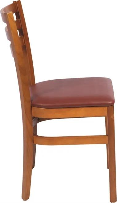 Cadeira sem braços de madeira tauari com estofado vinho e acabamento amendoa Tramontina 14202136