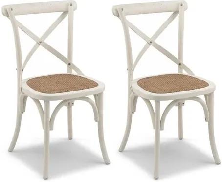 Conjunto de 2 Cadeiras Buffalo em Madeira Maciça - Branca