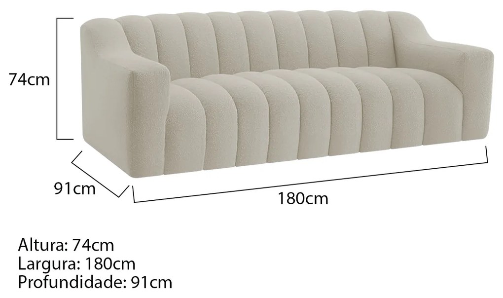 Kit 1 Sofá 180cm 2 Poltrona Luxo Recepção Sala Elegance Linho