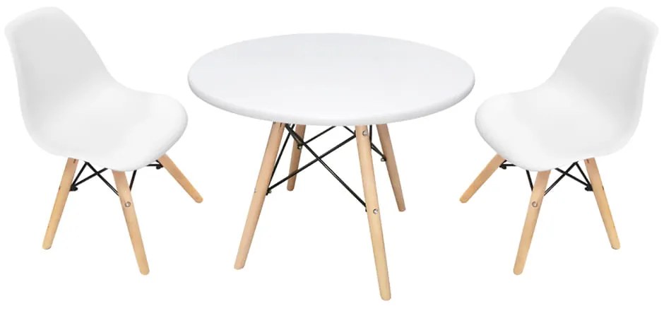 Conjunto Mesa Infantil Eiffell com 2 Cadeiras Eiffel Infantil - Branco