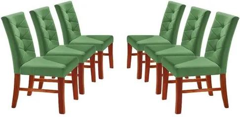 Kit 6 Cadeiras de Jantar Estofada Verde em Veludo Sirt