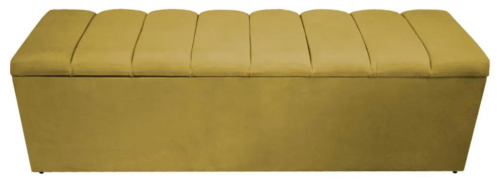 Calçadeira Estofada Sevilha P02 160 cm Queen Size Suede Amarelo - ADJ Decor