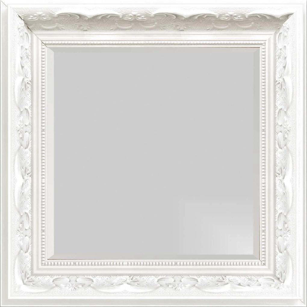 Espelho Decorativo Com Bisotê Branco Retrô