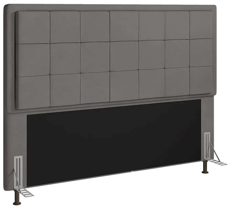 Cabeceira Onix Para Cama Box King 195 cm Suede - D'Rossi - Grafite