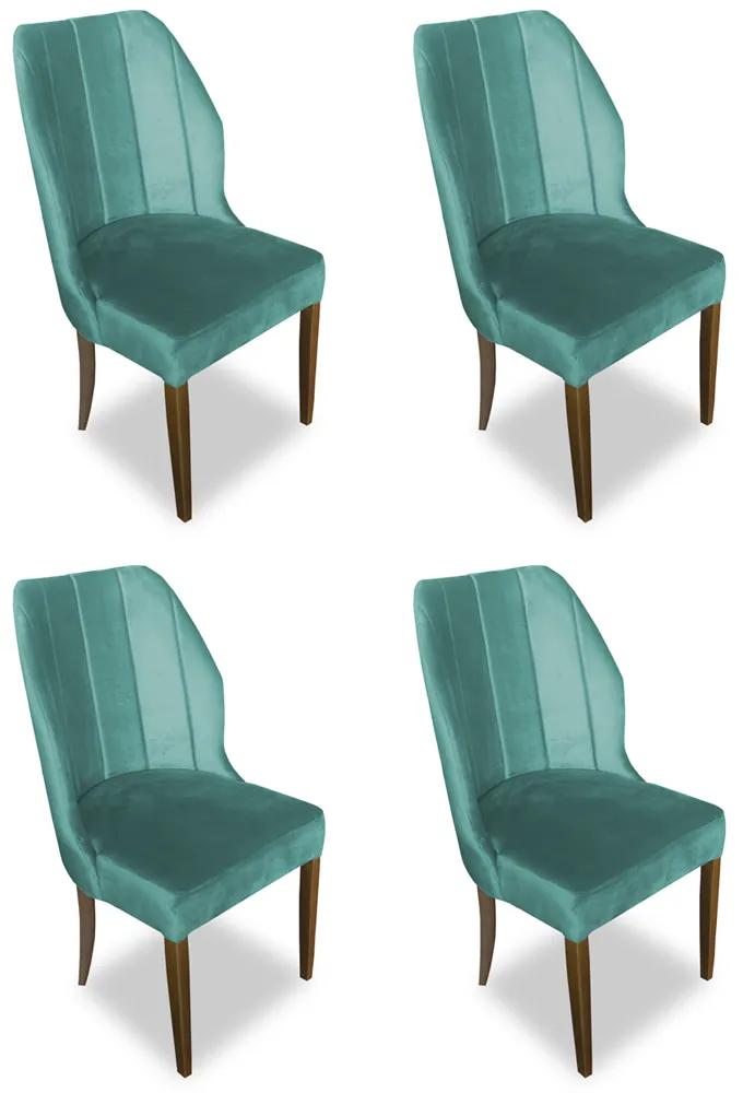 Kit 4 Cadeiras De Jantar Safira Suede Azul Tiffany