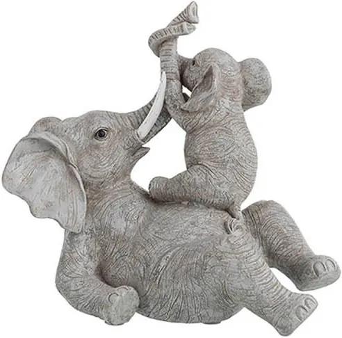 Escultura Udecor  Elefante C/ Filho 29x16x25cm