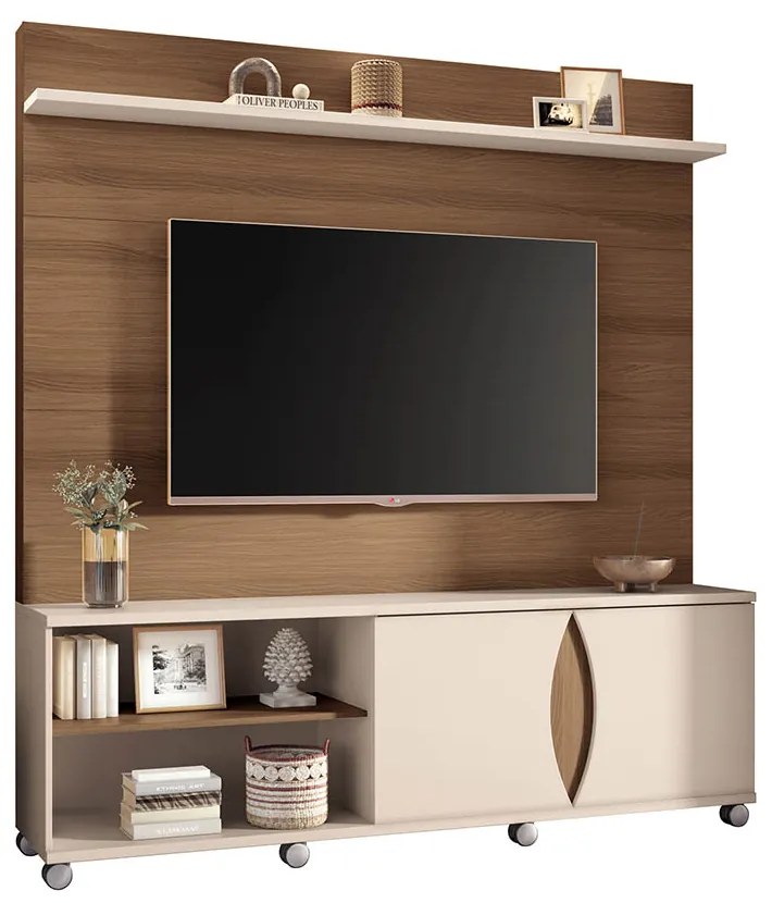 Estante de TV 55 Pol 180cm Allie H01 - D'Rossi - Castanho e Off White