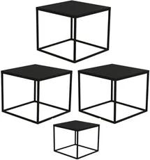 Conjunto Mesas de Centro Cube Preto - Artesano