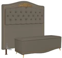 Cabeceira Cama Box Casal 140cm Com Calçadeira Baú Imperial J02 Sintéti