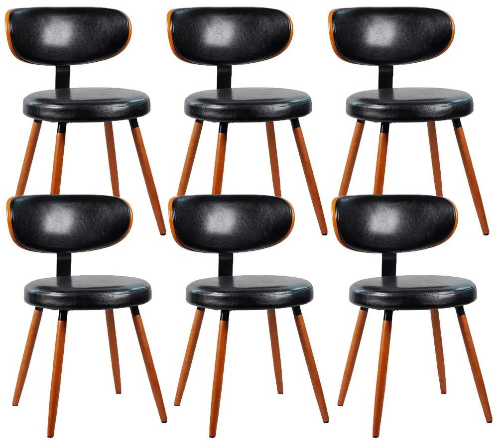 Kit 06 Cadeiras Decorativa para Escritório Recepção Scarlet Fixa PU Preto G56 - Gran Belo