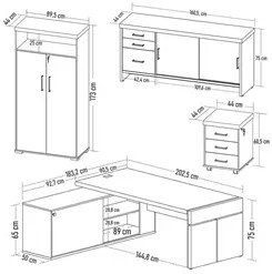 Conjunto Escritório Home Office 3 Peças Mesa Diretor Corp A06 Charuto/