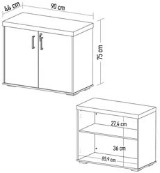 Balcão para Escritório 90cm 2 Portas Corp A06 Charuto/Preto - Mpozenat