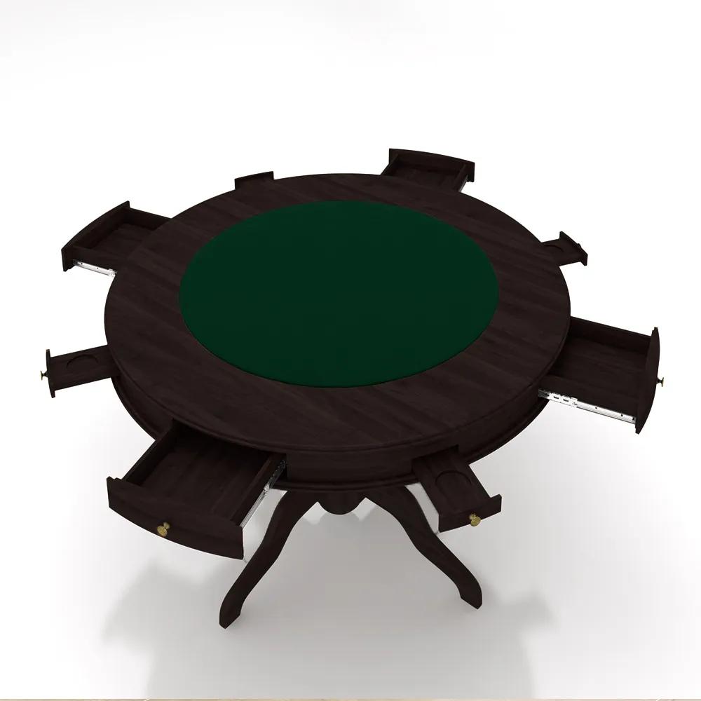 Conjunto Mesa de Jogos Carteado Bellagio Tampo Reversível e 4 Cadeiras Madeira Poker Base Estrela Veludo Cinza/Tabaco G42 - Gran Belo