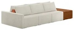 Sofá Ilha Modular Living com Puff 312cm Georgia K04 Bouclê Bege/Carame