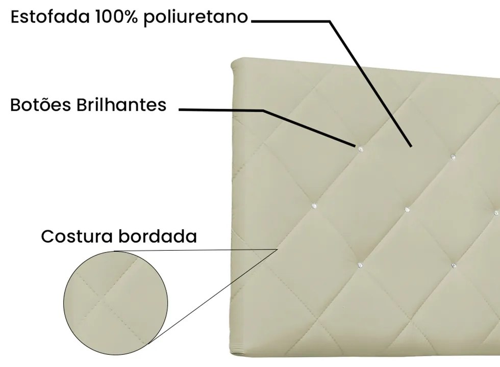 Cabeceira Painel Tânia Para Cama Box Solteiro 90 cm Corino - D'Rossi - Bege