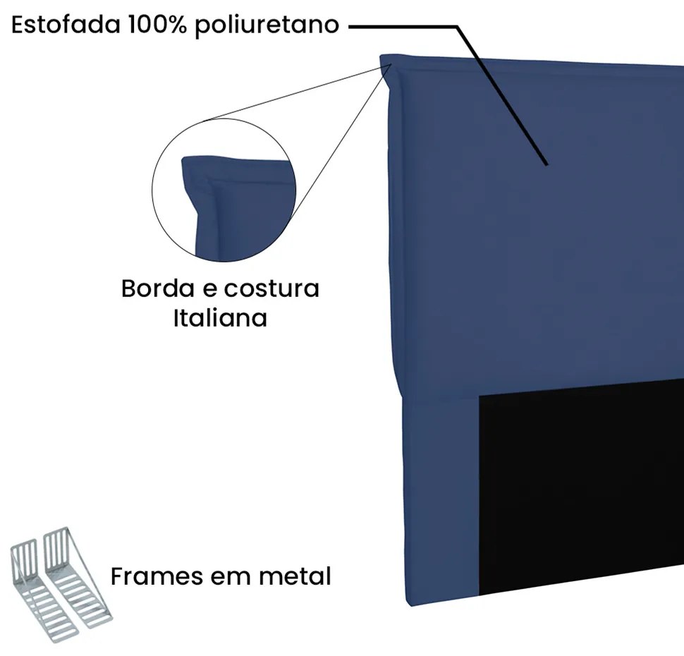 Cabeceira Garden Para Cama Box Solteiro 90 cm Suede Azul Marinho - D'Rossi