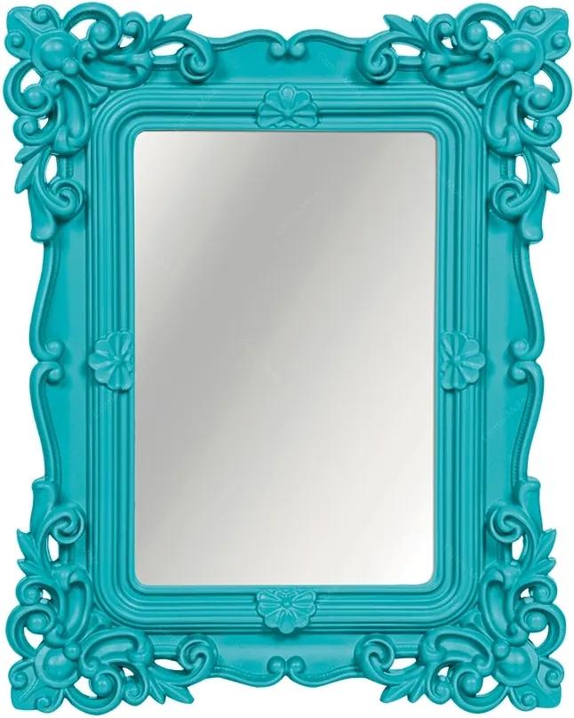 Espelho Classic Arabescos Azul Médio Retangular - 36,5x31 cm