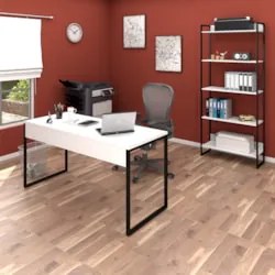Conjunto Escritório Mesa 150 e Estante Studio Industrial Z28 Branco -