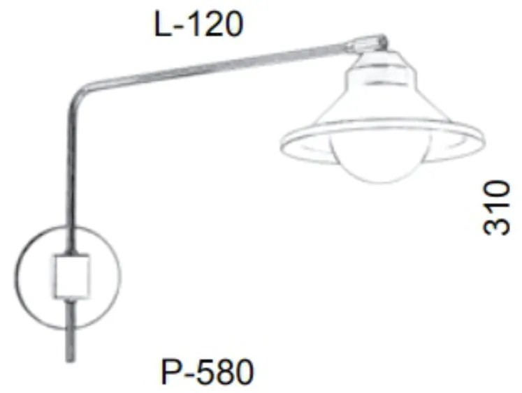 Arandela Haste Articulada Cúpula Aluminio Retro 12X58X31Cm Metal E Vid... (COBRE FOSCO, AMBAR)